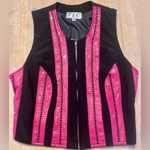 Twins Leather Company Pink and Black Vest Size Small